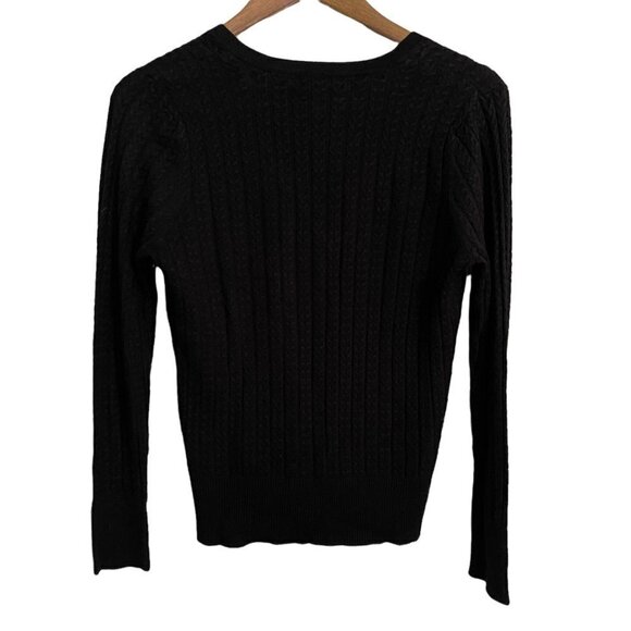 Venus Womens Black Long Sleeve Ribbed Vneck Pullover Sweater Medium - Picture 5 of 5